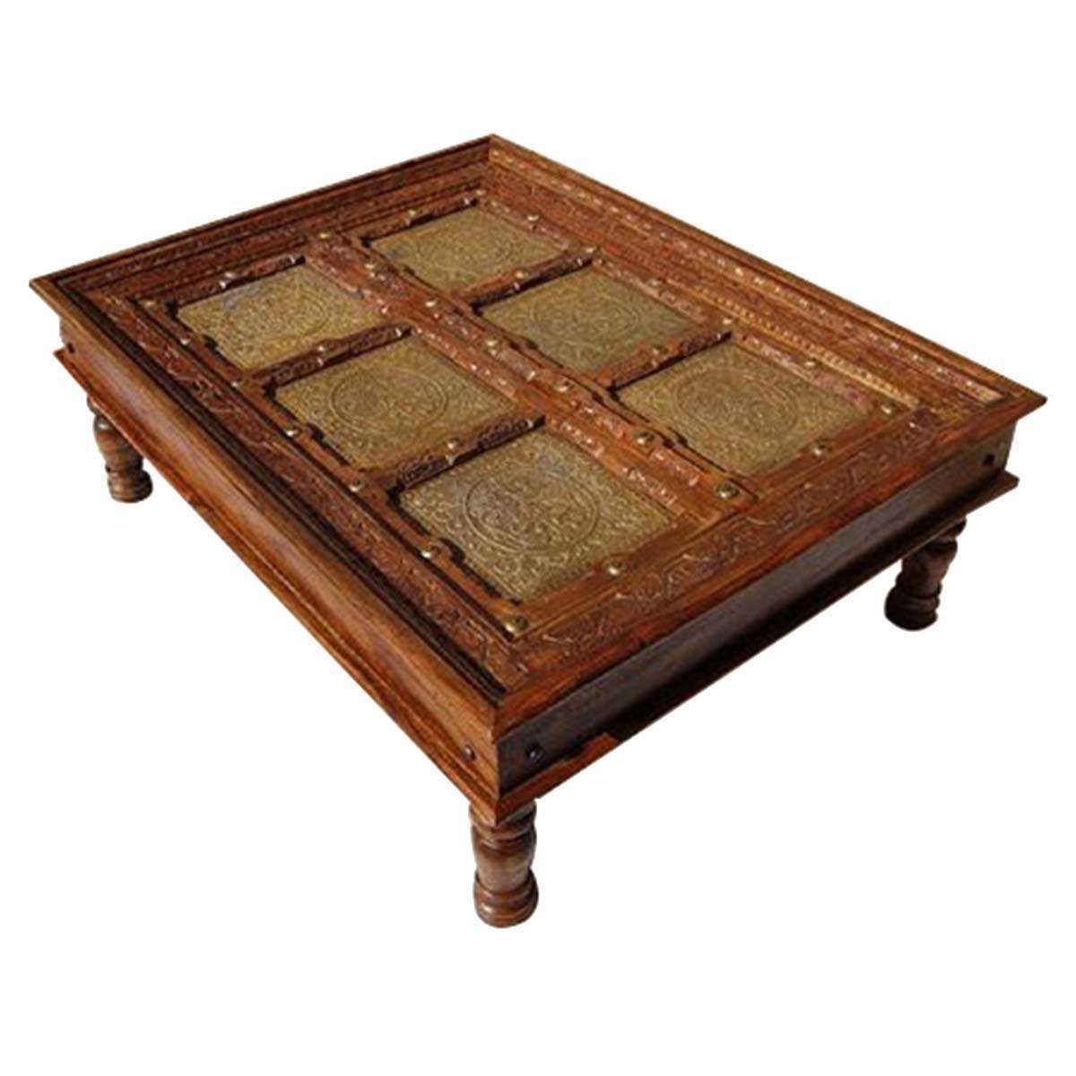 Royal Brass Embossed Mango Wood Coffee Table For Most Up To Date Mango Wood Coffee Tables (View 11 of 20)
