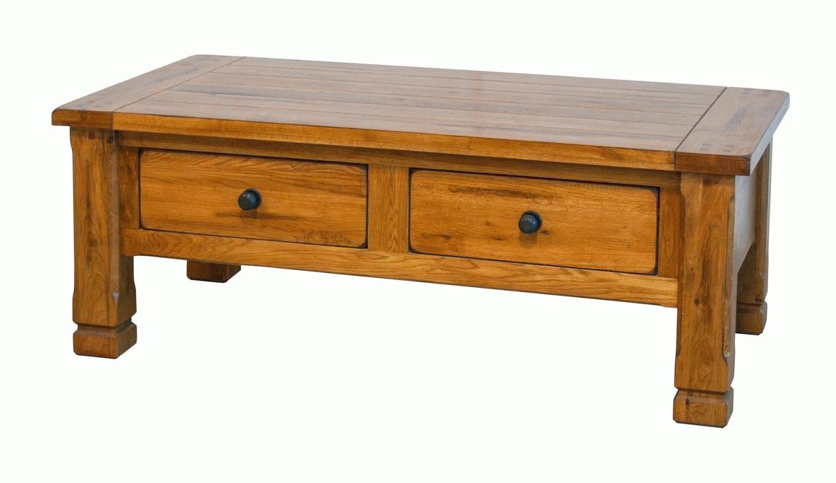 Rustic Oak Coffee Table, Rectangular Oak Coffee Table In Newest Rustic Oak Coffee Table With Drawers (View 11 of 20)
