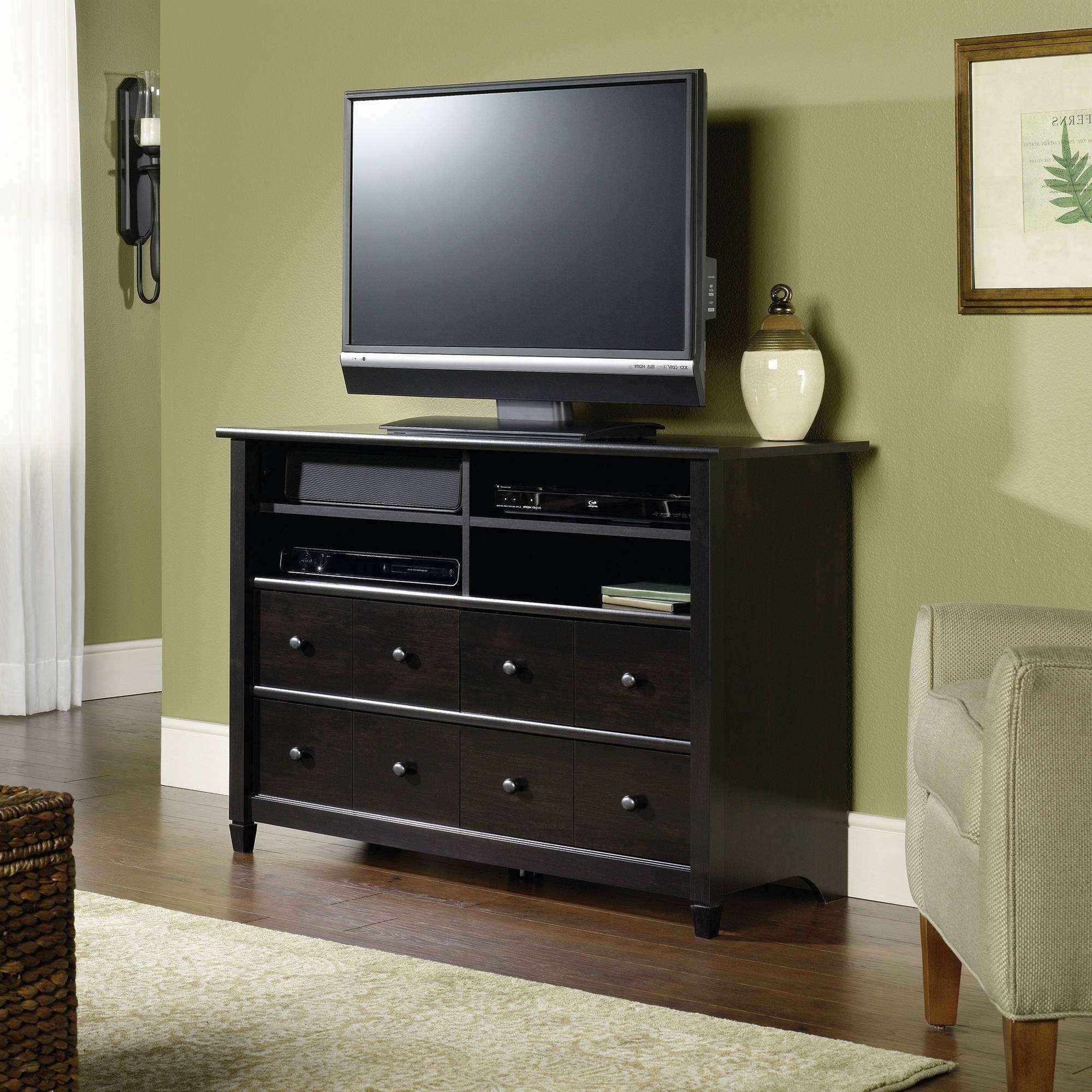 Sauder Edge Water Tall Tv Stand For Tvs Up To 45", Estate Black For Tall Black Tv Cabinets (View 1 of 20)