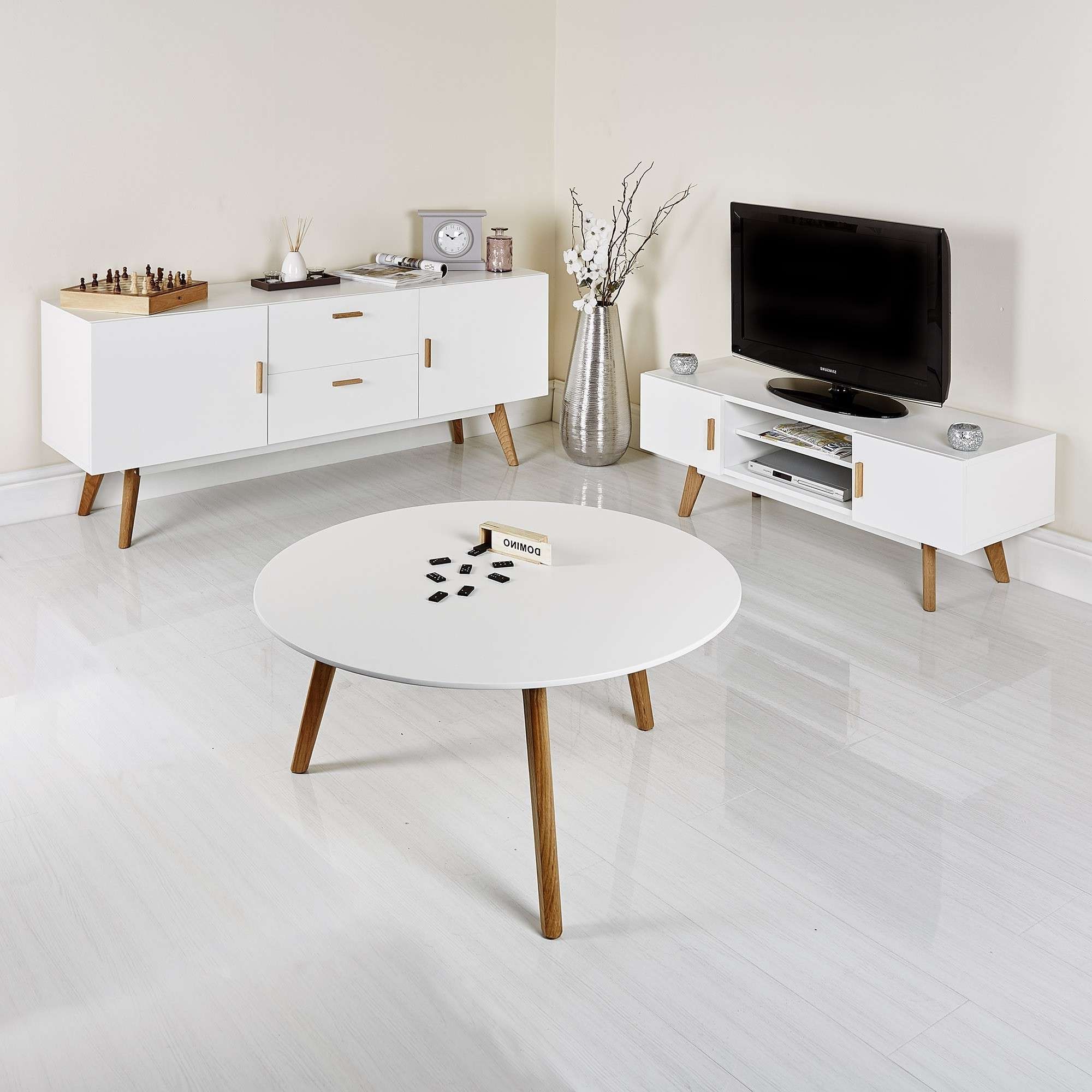 Scandinavian Retro Style White Sideboard Abreo Home Furniture Inside Scandinavian Sideboards (Gallery 20 of 20)