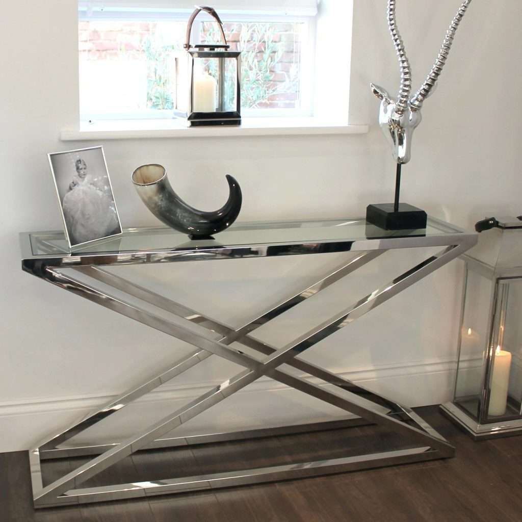 Side Table ~ Side Console Table Chunky Chrome Glass Maybe We Could In Outdoor Sideboards With Console Table (Gallery 19 of 20)