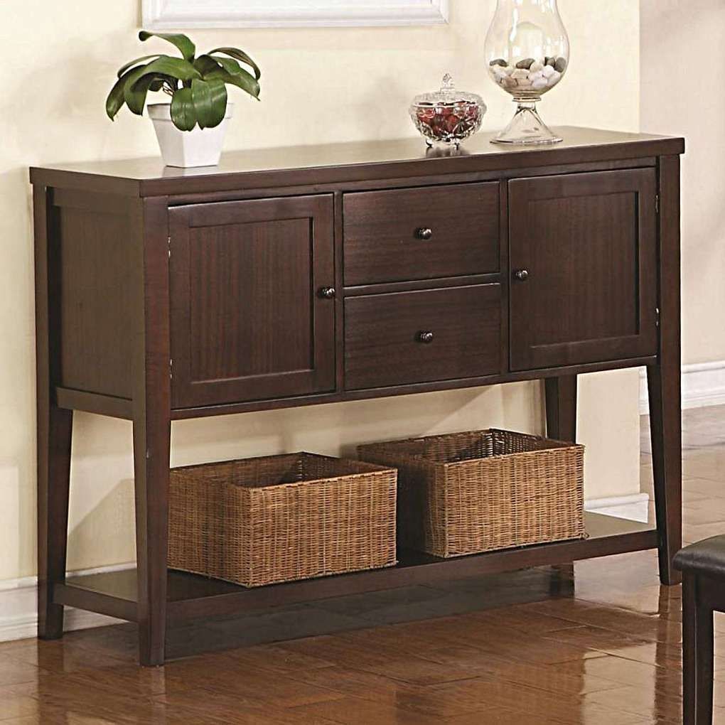 Simple Dining Room Design With Cappuccino Finish Buffet Server Intended For Server Sideboards Furniture (View 2 of 20)