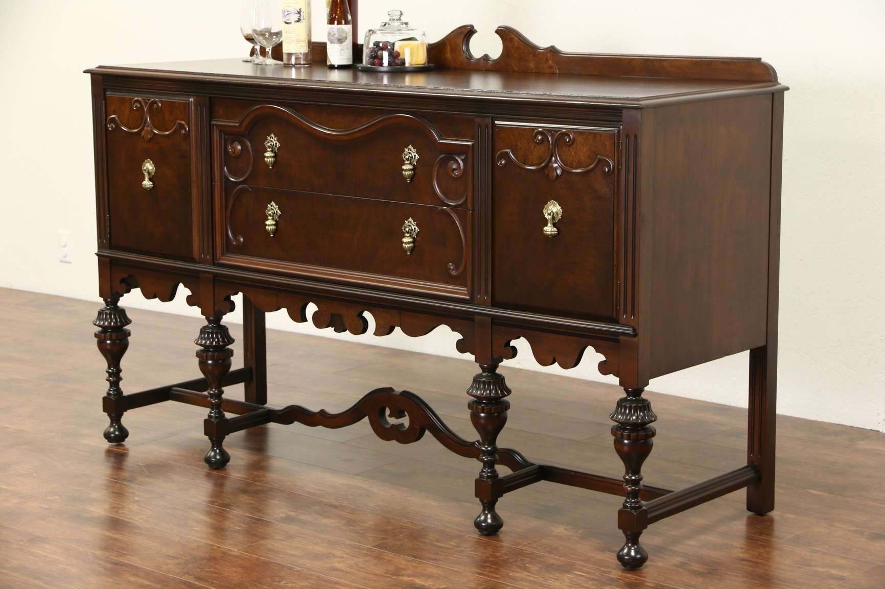 Sold – English Tudor 1920 Antique Walnut Sideboard Server Or In Vintage Sideboards And Buffets (View 12 of 20)