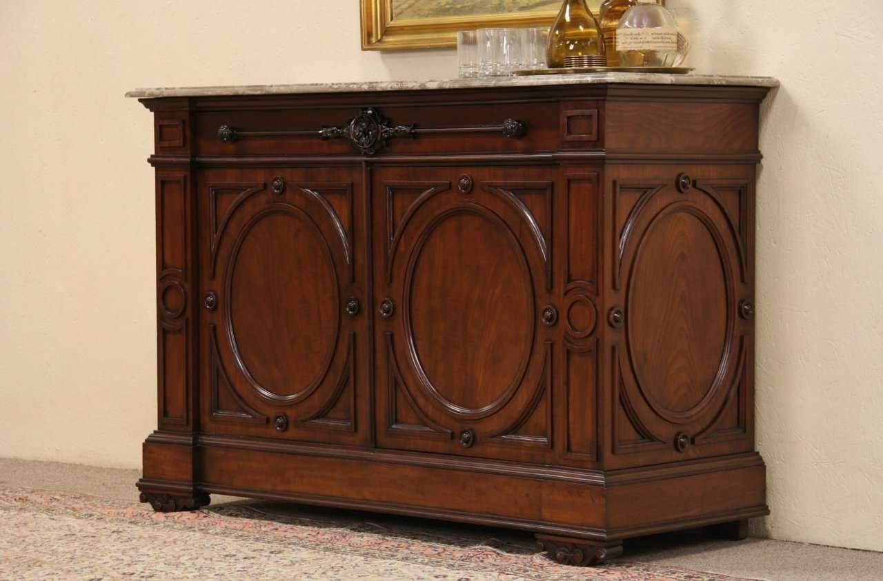 Sold – Victorian 1870's Austrian Marble Top Sideboard Or Server Throughout Sideboards With Marble Tops (View 13 of 20)