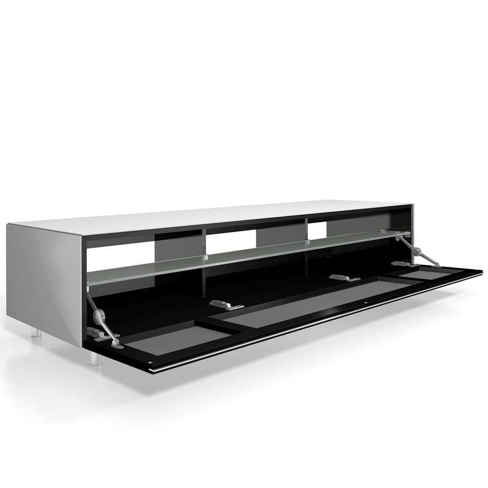 Spectral Just Racks Jrl1651s Gloss White Tv Cabinet W/ Fabric With Regard To Glass Fronted Tv Cabinets (View 5 of 20)