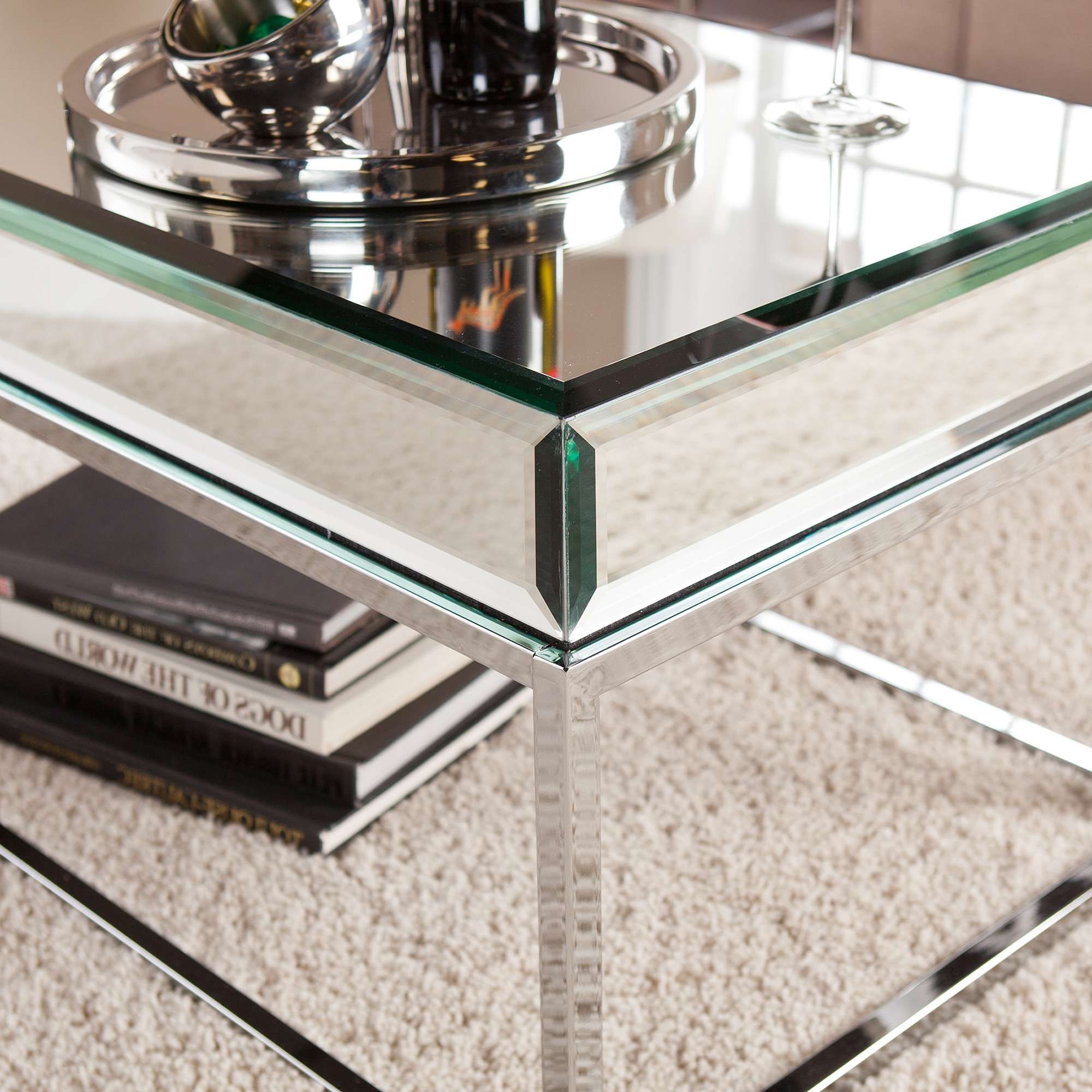 Stassi Coffee Table, Mirrored – Walmart With Regard To Current Mirrored Coffee Tables (View 1 of 20)