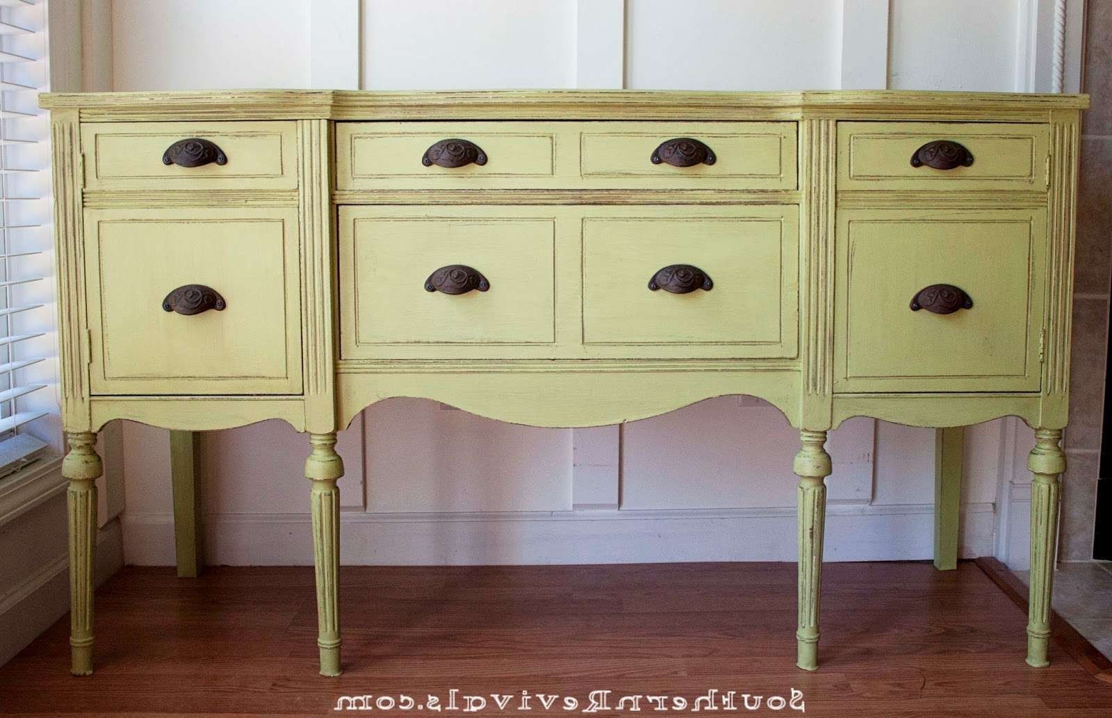 Updating A Vintage Sideboard Buffet With A Pop Of Color – Southern Regarding Vintage Sideboards And Buffets (View 8 of 20)