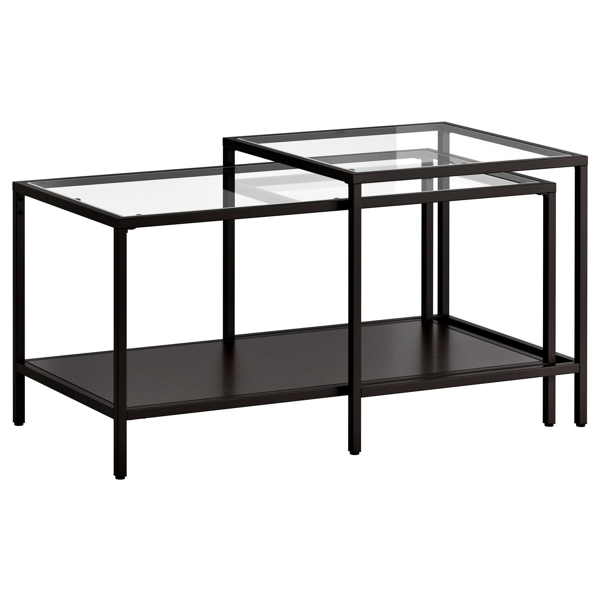 Vittsjö Nesting Tables, Set Of 2 – Black Brown/glass – Ikea Inside Newest Glass And Black Metal Coffee Table (View 6 of 20)
