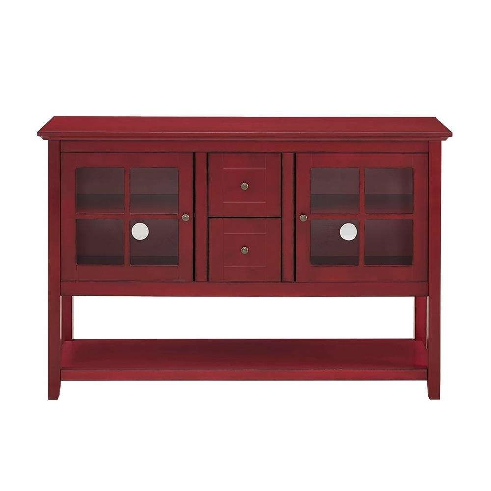 Walker Edison Furniture Company Antique Red Buffet With Storage Regarding Red Buffet Sideboards (View 1 of 20)