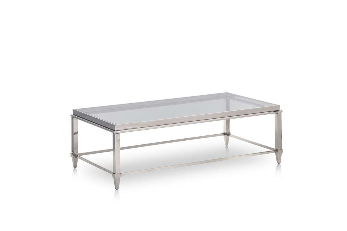 Well Known Glass Steel Coffee Tables Inside Agar Modern Glass & Stainless Steel Coffee Table (View 2 of 20)