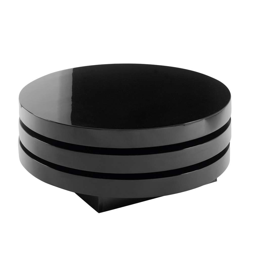 Well Known Round Swivel Coffee Tables Intended For Triplo Round Gloss Swivel Coffee Table Black – Dwell (View 4 of 20)