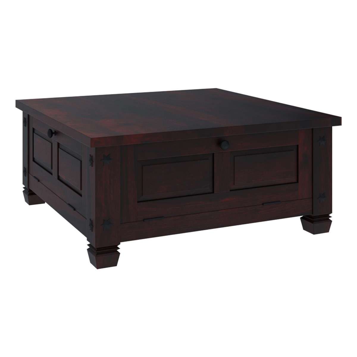 Well Liked Solid Oak Coffee Table With Storage Regarding Solid Wood 4 Doors Square Rustic Coffee Table With Storage (Gallery 19 of 20)