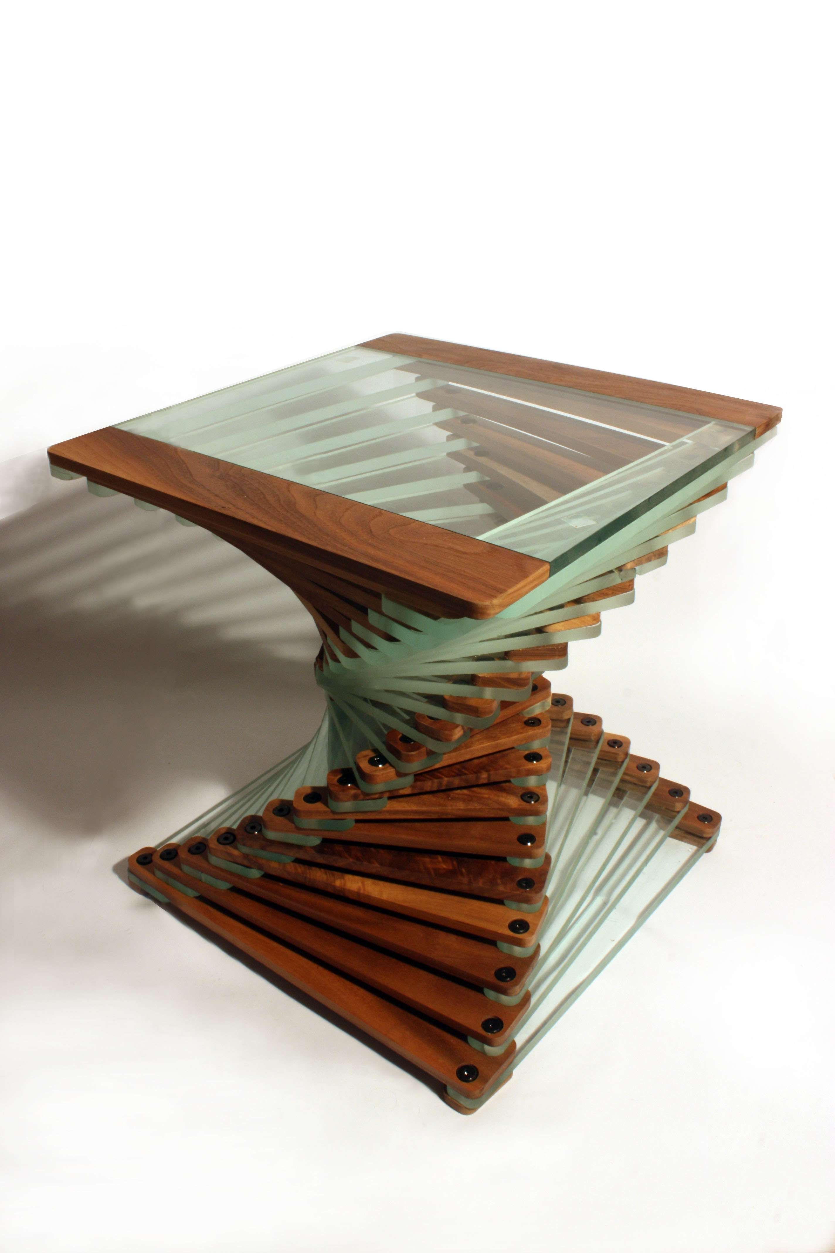 Well Liked Spiral Glass Coffee Table For Stunning Solid Walnut And Glass Modern Designer Coffee Table – Art (View 12 of 20)