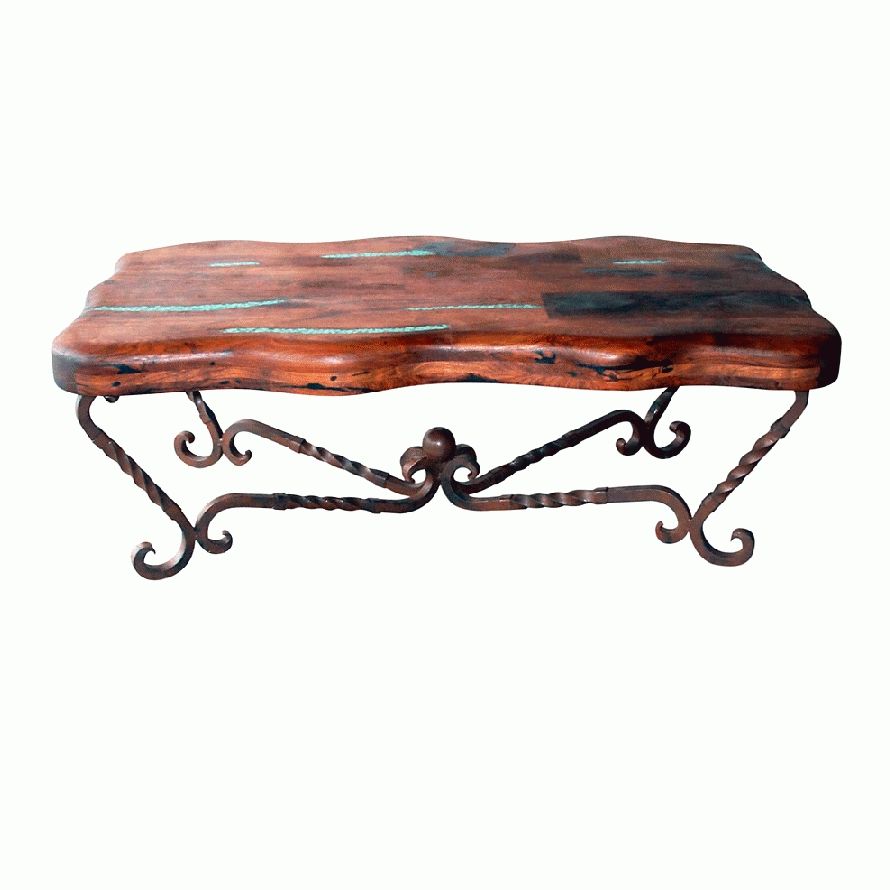 Western Furniture: Iron Twist Freeform Mesquite Coffee Table (View 10 of 20)