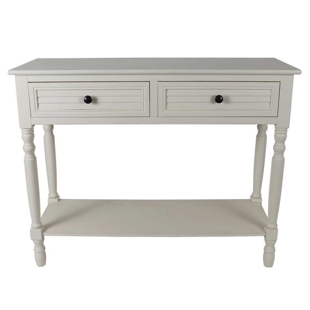 Decor Therapy Natural Wood 2 Drawer Console Fr8693 – The Home Depot Intended For Current Natural 2 Drawer Shutter Coffee Tables (View 12 of 20)