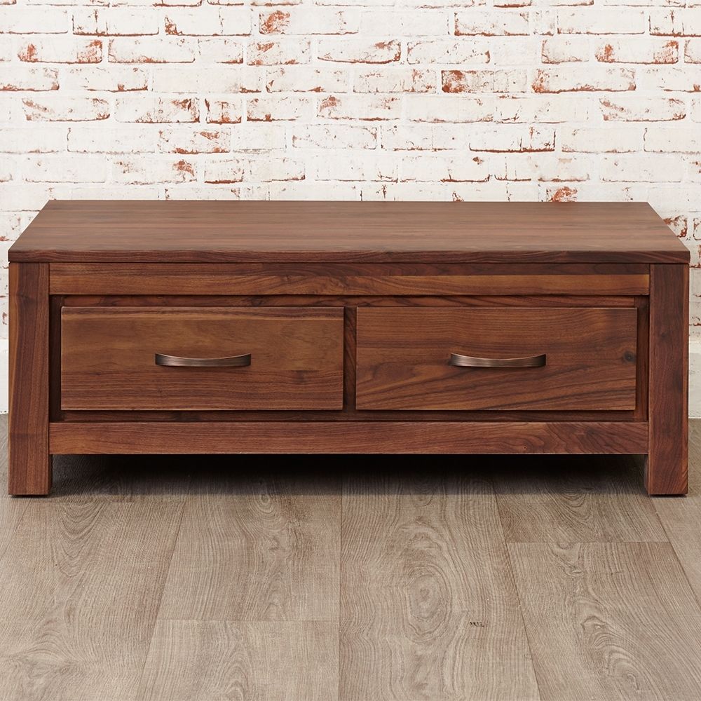 Fashionable Walnut 4 Drawer Coffee Tables Within Inadam Furniture – 4 Drawer Coffee Table – Modern Living – Solid Walnut (View 1 of 20)
