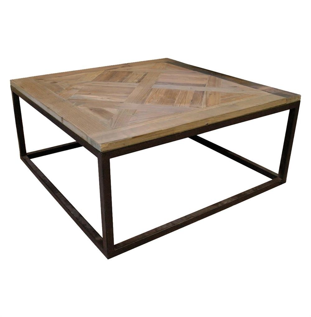 Gramercy Modern Rustic Reclaimed Parquet Wood Iron Coffee Table For Most Current Parquet Coffee Tables (Gallery 1 of 20)