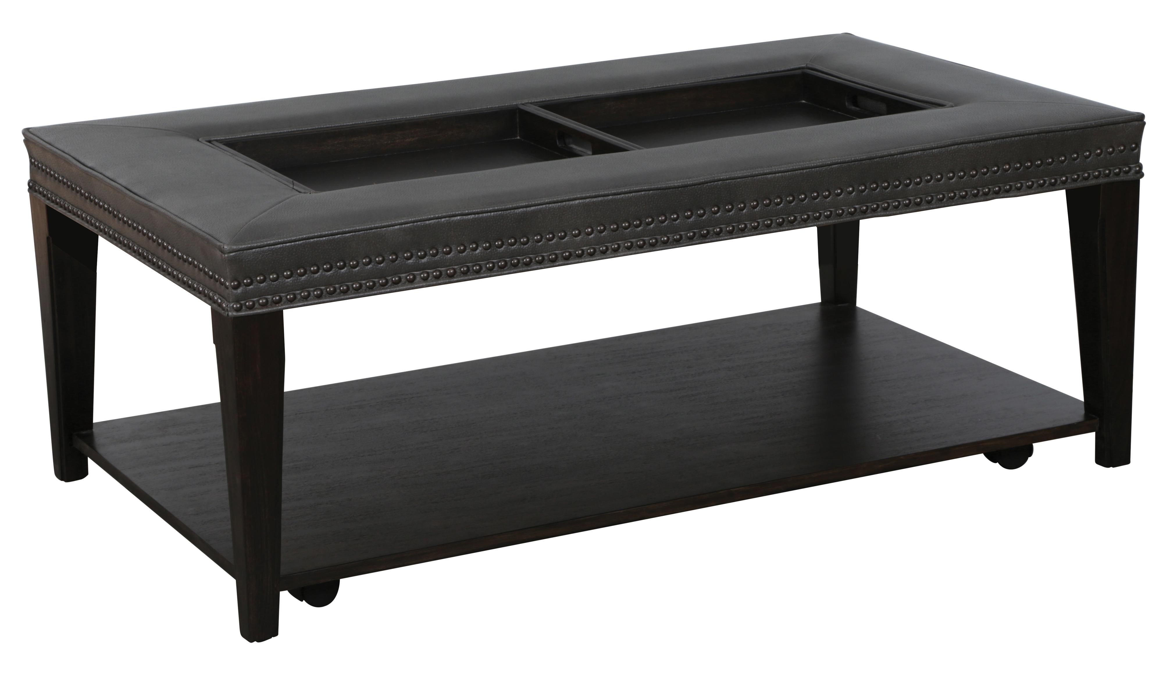 Magnussen Home Winston Transitional Rectangular Cocktail Table With In Trendy Ontario Cocktail Tables With Casters (View 7 of 20)