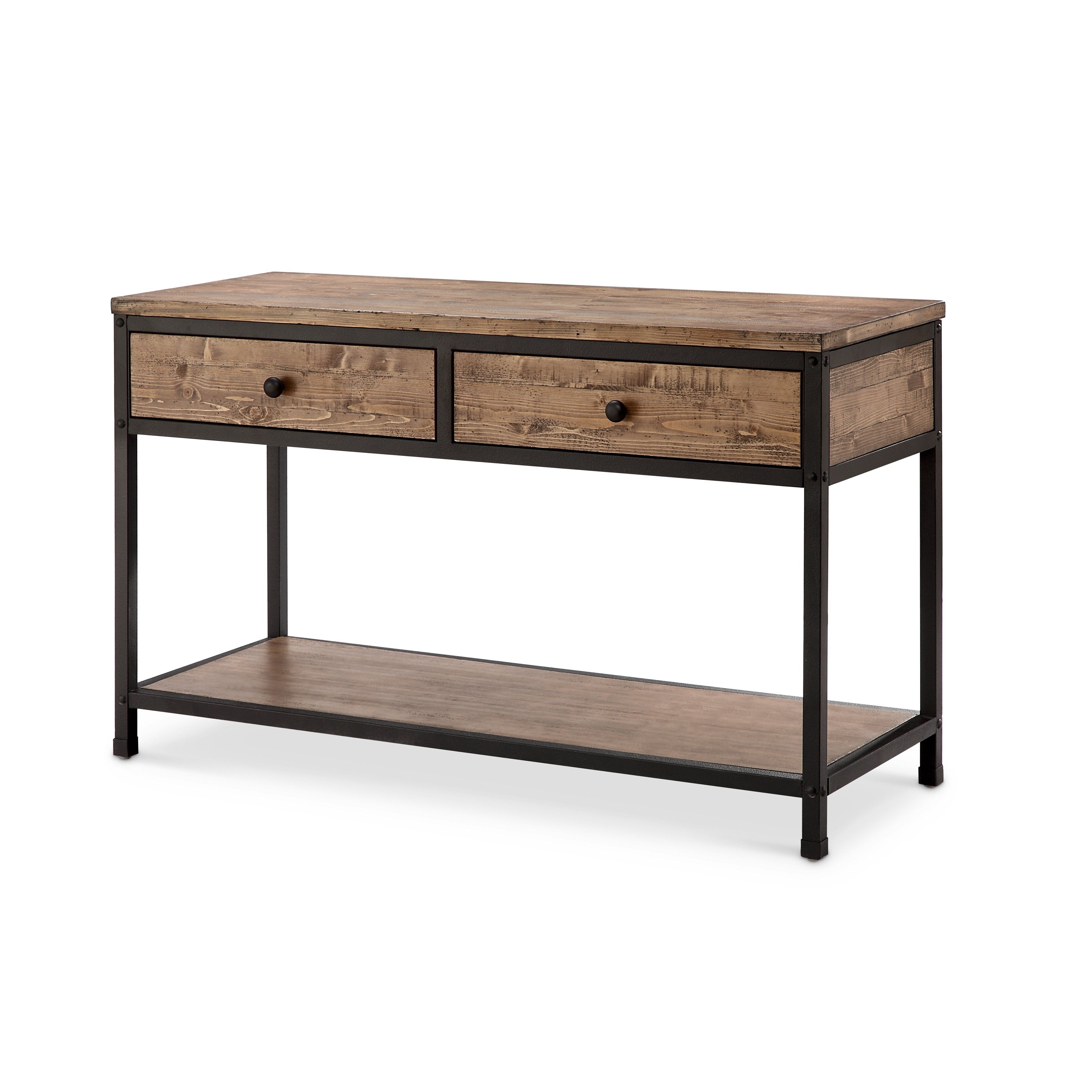 Maguire Rustic Weathered Barley Storage Entryway Console Table Regarding Fashionable Cody Expandable Cocktail Tables (View 14 of 20)