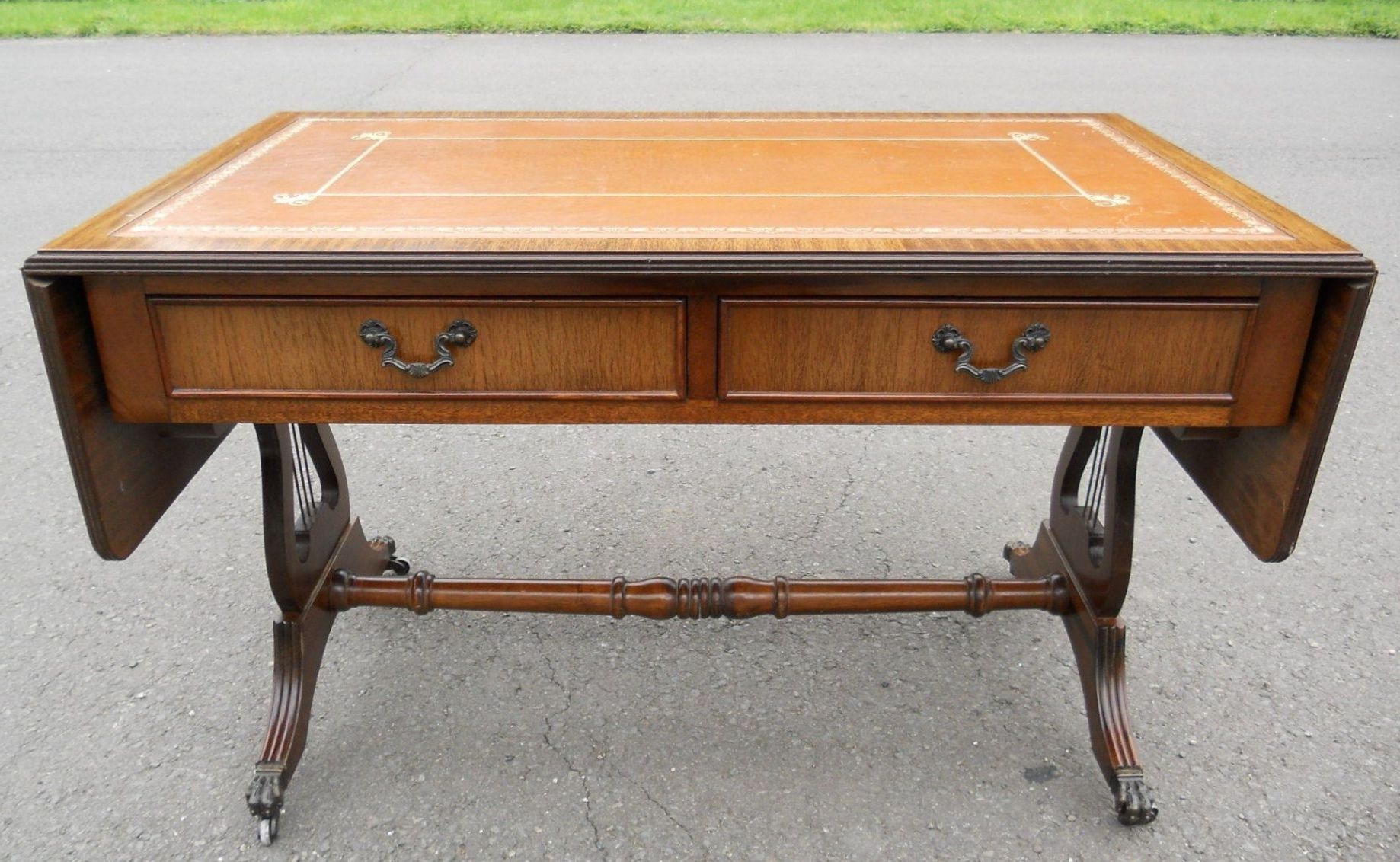 Most Current Lyre Coffee Tables Throughout Leather Top Dropleaf Mahogany Coffee Table – Sold (Gallery 14 of 20)