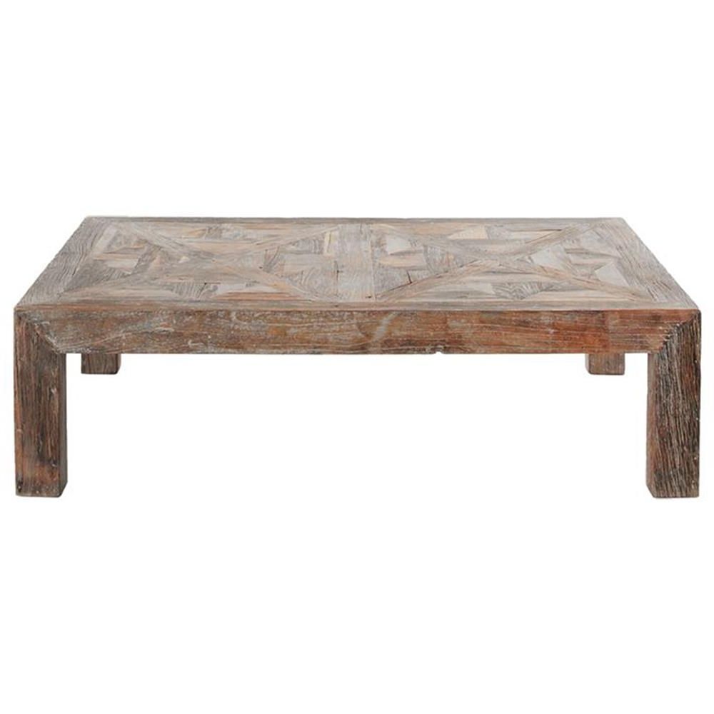 Most Current Reclaimed Elm Iron Coffee Tables Regarding Horace Rustic Lodge Reclaimed Elm Parquet Coffee Table (View 6 of 20)