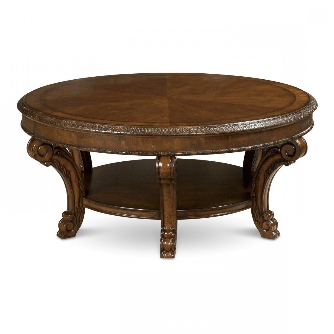 Popular Round Carved Wood Coffee Tables Inside Amazing Luxury High Gloss Finished Brown Wooden Furniture Hand (Gallery 12 of 20)