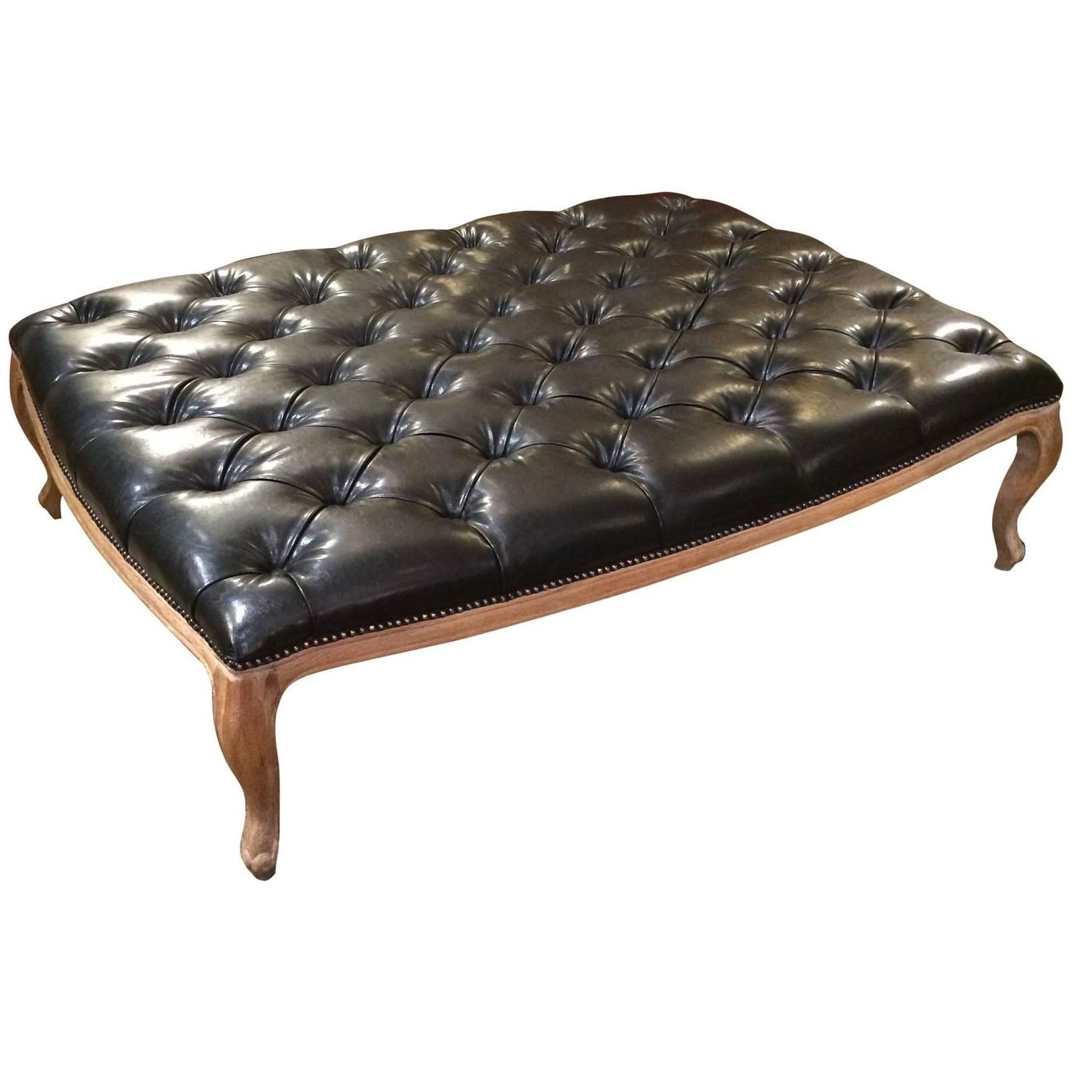 Preferred Button Tufted Coffee Tables With Regard To Oversized Leather Ottoman (View 11 of 20)