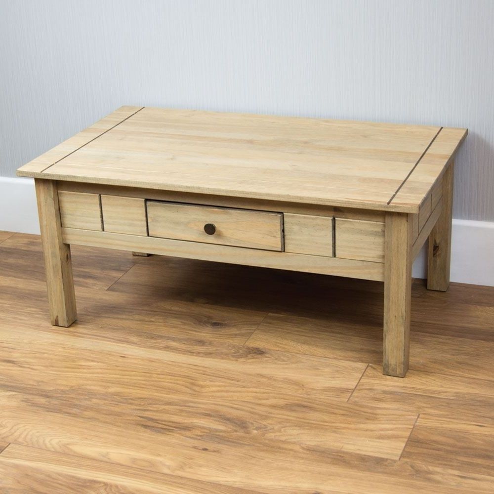 Preferred Natural Pine Coffee Tables Regarding Panama Coffee Table 1 Drawer Natural Oak Wax Pine Furniturehome (View 2 of 20)