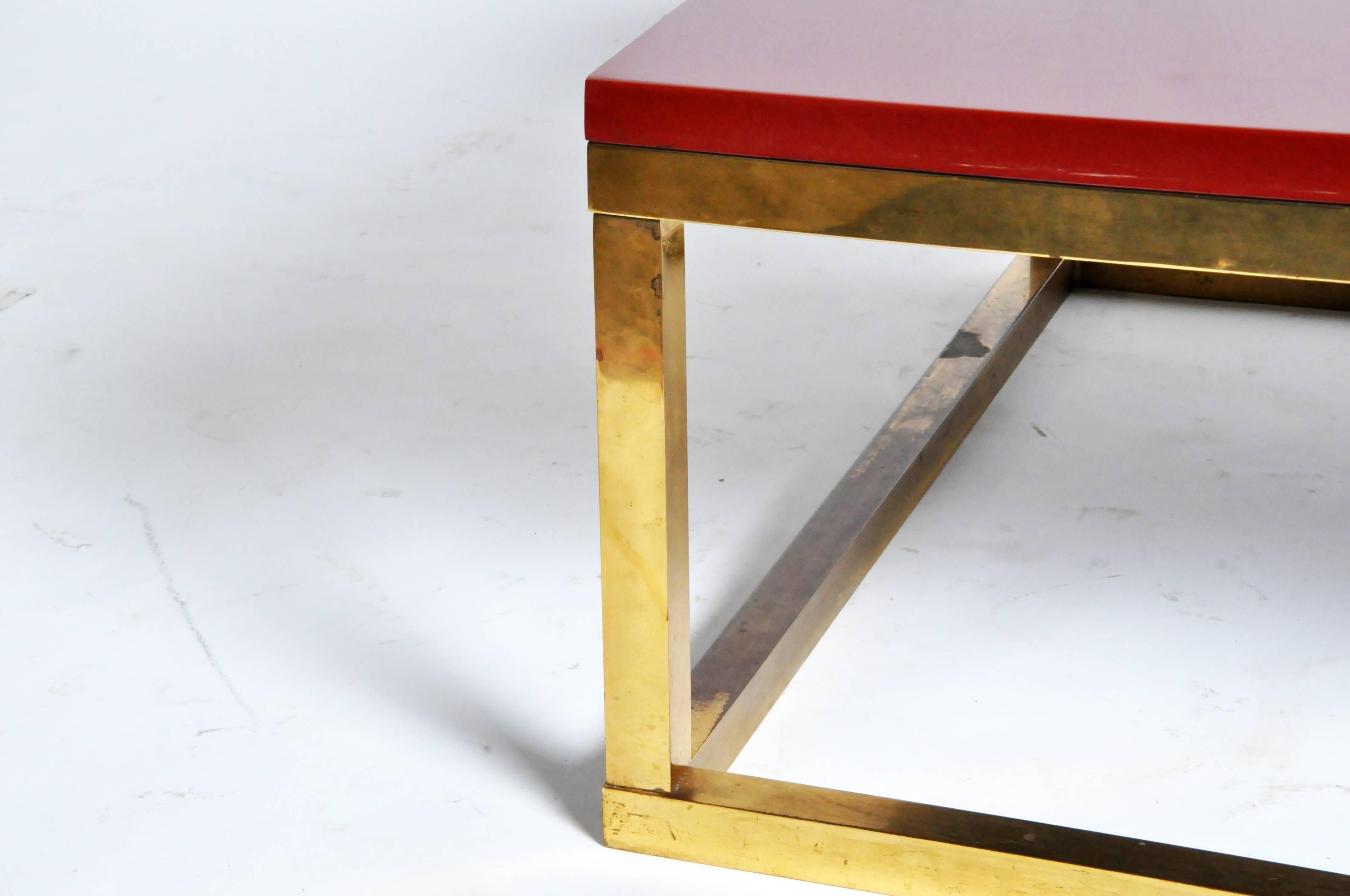 Red Lacquer And Brass Cube Low Tables In The Style Of Kai Regarding Most Recent Brass Iron Cube Tables (View 18 of 20)