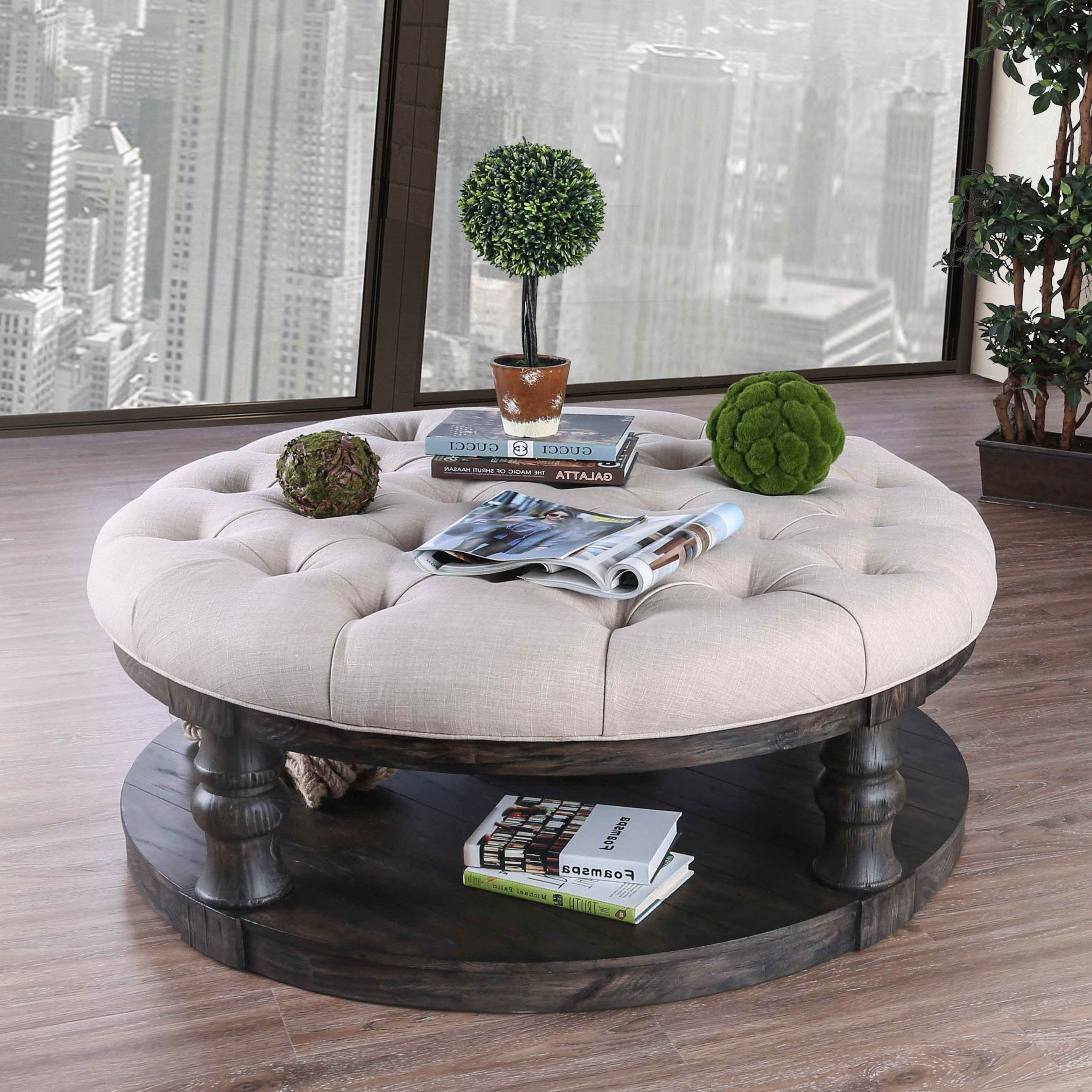 Shop Furniture Of America Patterson Rustic Button Tufted Coffee Regarding Favorite Button Tufted Coffee Tables (Gallery 1 of 20)