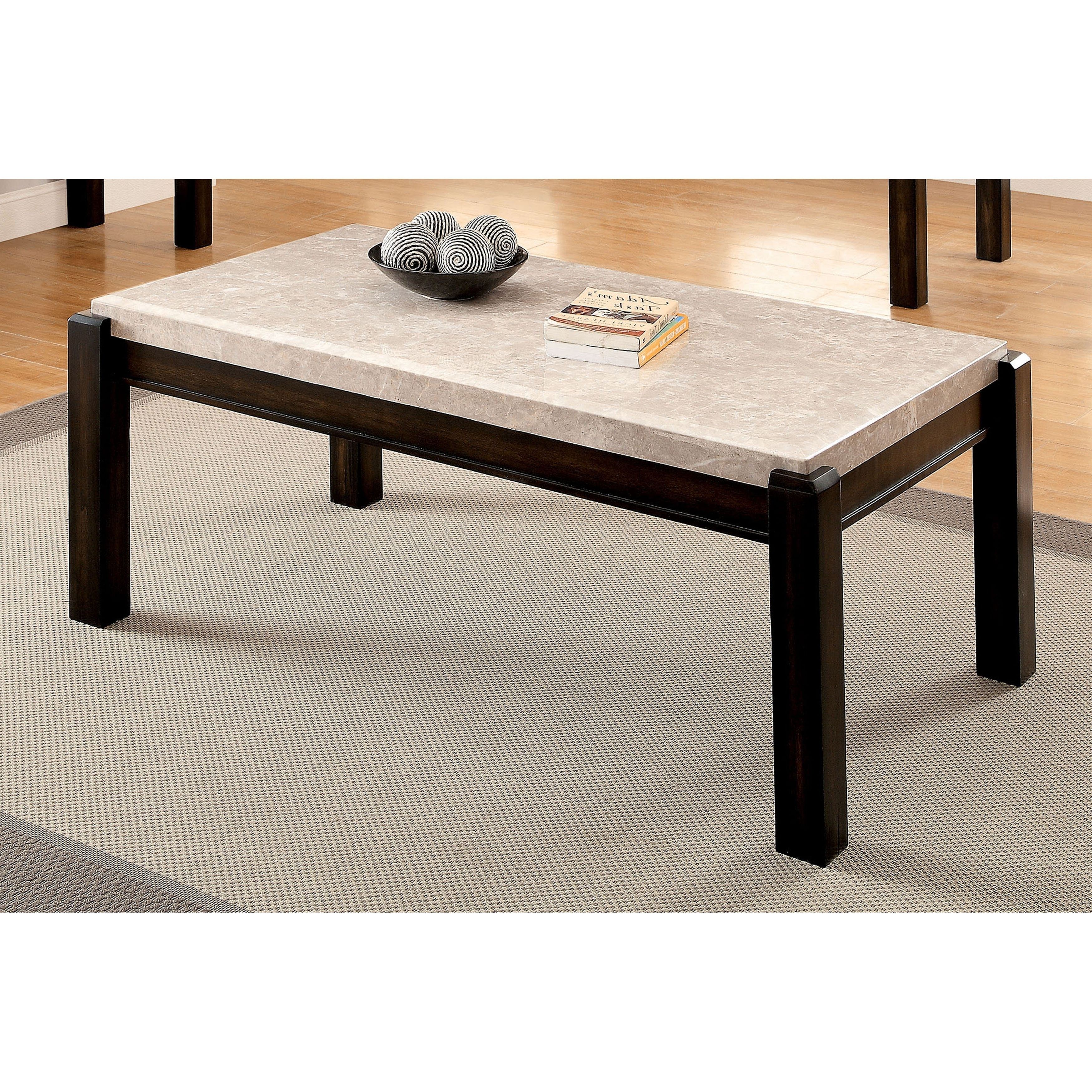 Well Known Element Ivory Rectangular Coffee Tables With Regard To Shop Furniture Of America Leslie Genuine Marble Top Coffee Table (View 3 of 20)