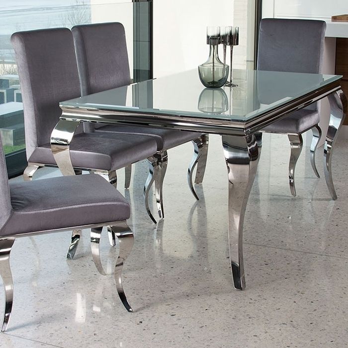 1. Incredible Glass Dining Table Chairs Glass Dining Sets Furniture Within Newest Chrome Dining Room Sets (Gallery 15 of 20)