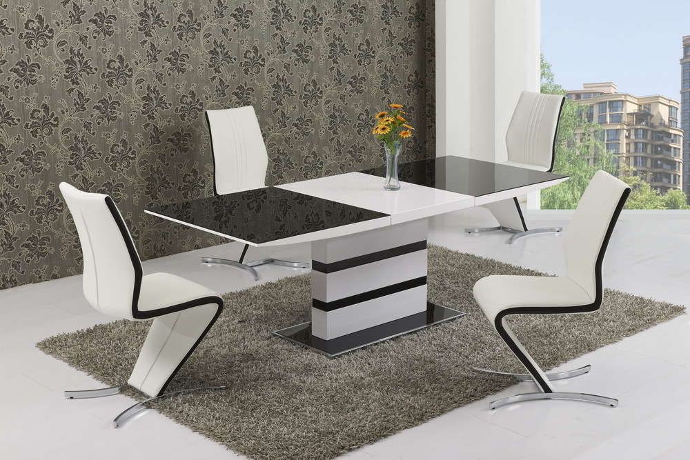 2017 Large Glass White High Gloss Extendable Dining Table And 6 Chairs Regarding Extendable Glass Dining Tables And 6 Chairs (Gallery 14 of 20)