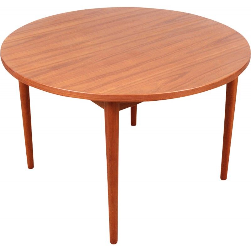 2017 Scandinavian Round Teak Dining Table With 1 Extensionnils Intended For Round Teak Dining Tables (View 12 of 20)