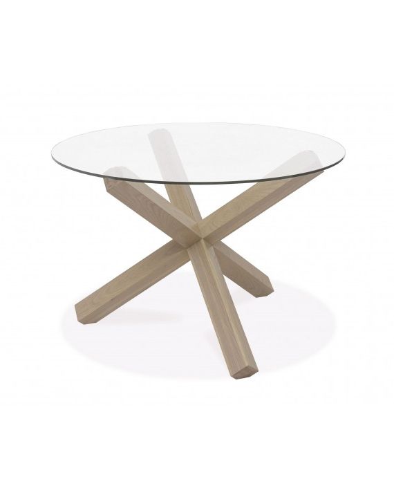 2018 Turin Dining Table – Circular Glass Top – Aged Oak With Oak Glass Top Dining Tables (View 15 of 20)