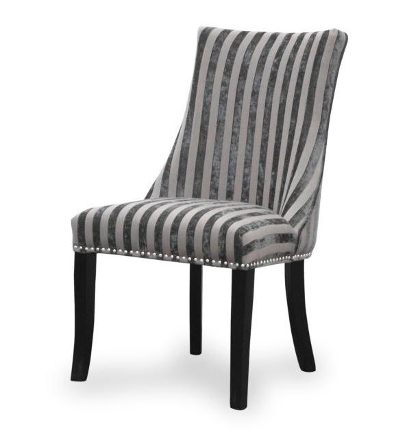 2x Balmoral Velvet Stripe Mink Chair – Pair Of Designer Stylish In Most Current Stylish Dining Chairs (View 12 of 20)