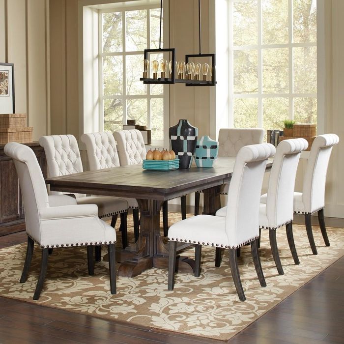 7. Jaxon 5 Piece Round Dining Set W Upholstered Chairs 360 For Fashionable Jaxon 7 Piece Rectangle Dining Sets With Upholstered Chairs (Gallery 19 of 20)