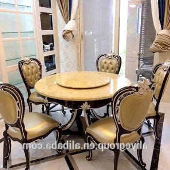 Best And Newest Solid Marble Dining Tables Regarding Luxury Solid Wooden Round Dining Table With Rotating Centre Marble (Gallery 20 of 20)