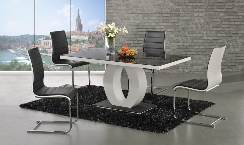 Black High Gloss Dining Chairs Regarding Best And Newest Polo Glass White High Gloss Dining Table 6 Chairs – Homegenies (View 13 of 20)