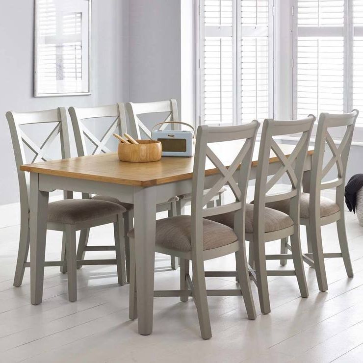 Bordeaux Painted Light Grey Large Extending Dining Table + 6 Chairs In Fashionable Extending Dining Tables With 6 Chairs (View 1 of 20)