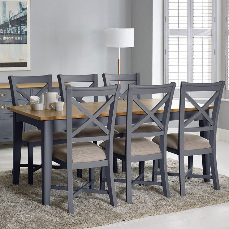 Bordeaux Painted Taupe Large Extending Dining Table + 6 Chairs Pertaining To Favorite Extendable Dining Tables And 6 Chairs (View 1 of 20)