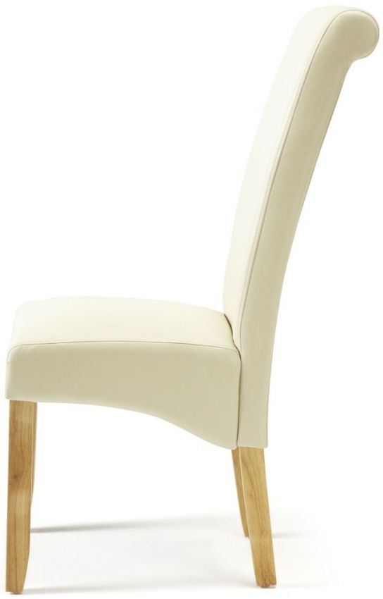 Buy Serene Kingston Cream Faux Leather Dining Chair With Oak Legs With Regard To 2017 Cream Faux Leather Dining Chairs (Gallery 1 of 20)