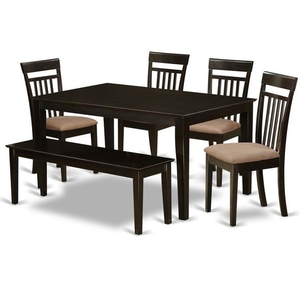 Cap6s Cap 6 Pc Dining Set  Table And 4 Kitchen Chairs Plus A Bench With Regard To Well Liked Caden 6 Piece Rectangle Dining Sets (Gallery 8 of 20)