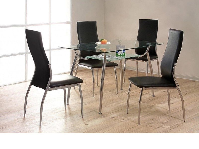 Cheap Glass Dining Tables And 4 Chairs Intended For Famous Glass / Chrome Dining Table And 4 Chairs – Homegenies (Gallery 1 of 20)