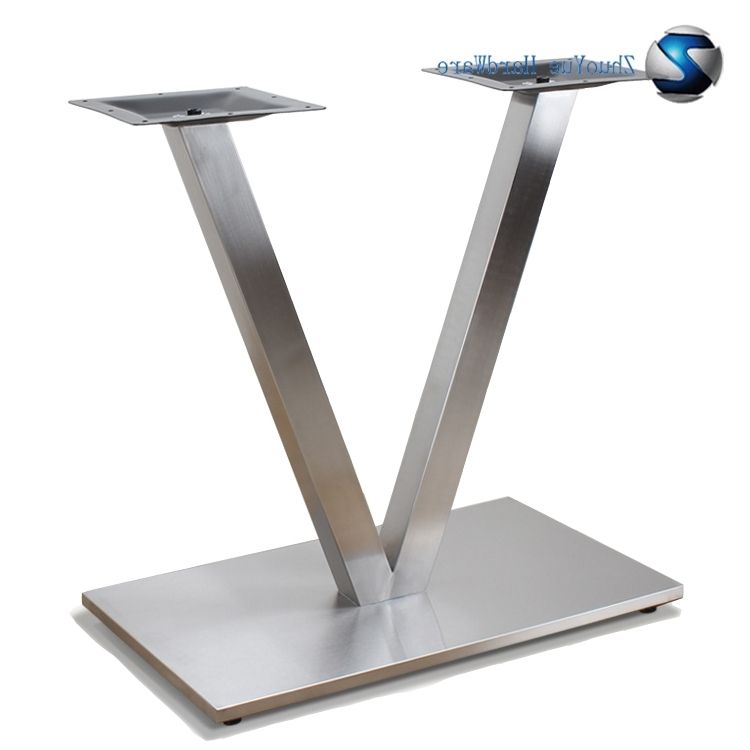 China Manufacture Brushed V Shape Stainless Steel Dining Table Base With Favorite Brushed Steel Dining Tables (Gallery 5 of 20)
