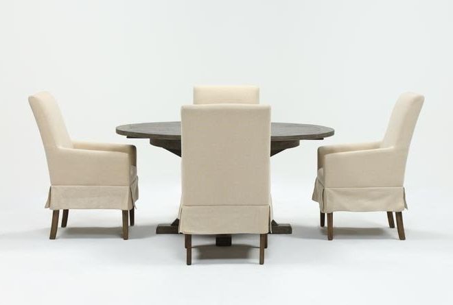Featured Photo of 2024 Latest Combs 5 Piece Dining Sets with  Mindy Slipcovered Chairs