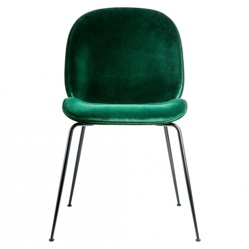Dark Olive Velvet Iron Dining Chairs Pertaining To Newest Beetle Dining Chair Green Velvet With Black Legs – The Conran Shop (View 1 of 20)