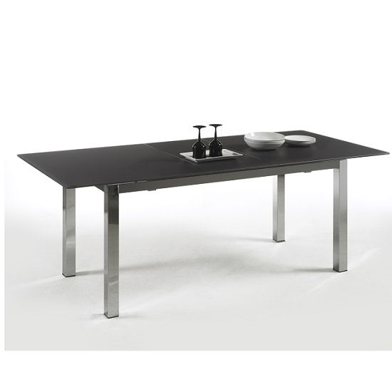 Famous Bentini Extending Dining Table Black Glass And Chrome 25460 With Black Extending Dining Tables (View 6 of 20)
