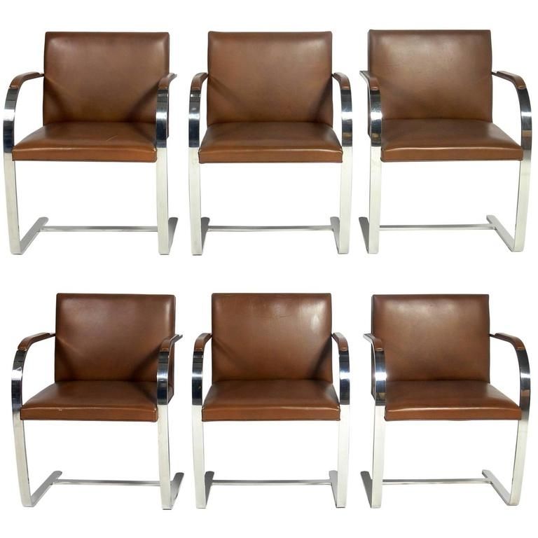 Fashionable Chrome Leather Dining Chairs Within Set Of Six Knoll Brno Chrome And Leather Dining Chairs At 1stdibs (Gallery 1 of 20)