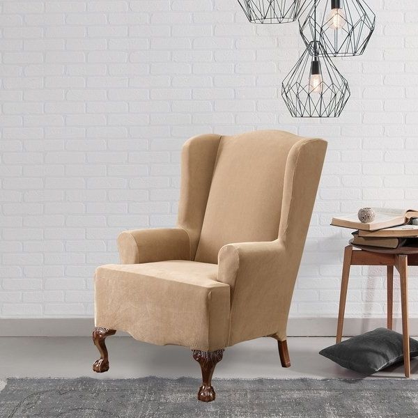 Fashionable Shop Sure Fit Stretch Pearson Wingback Chair Slipcover – Free With Regard To Pearson White Slipcovered Side Chairs (View 1 of 20)